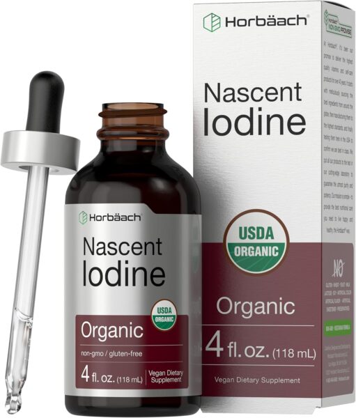 Horbaach Nascent Iodine Drops | 4 Fl Oz | Organic Liquid Tincture Supplement |