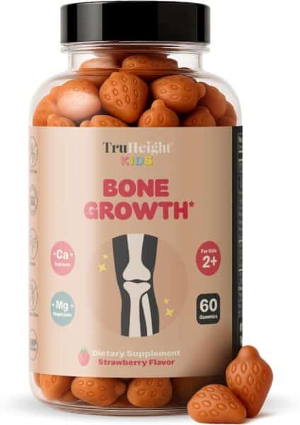 TruHeight Kids Bone Growth Gummies (Strawberry, Ages 2+) Tall Nutrition for Natural Growth for Kids & Toddlers - Vitamin D, Calcium, K, Magnesium Multivitamin, Bone Strength Vitamins, D3 K2, Taller
