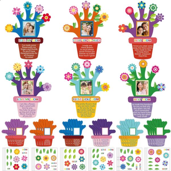 24 Sets Mothers Day Crafts for Kids Mother's Day Hand Picture Frame DIY Craft Kits