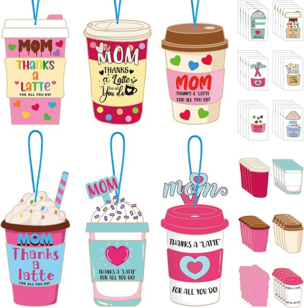 ReliThick 30 Sets Mother's Day Craft for Kids Mom Thanks a Latte DIY Crafts Gift 