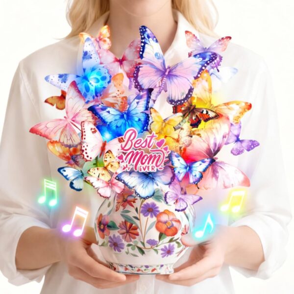 APOTODITO Mother's Day Card, Butterfly Card with Music and Lights, Mothers Day Gifts for Mom, Women, Wife, Sister
