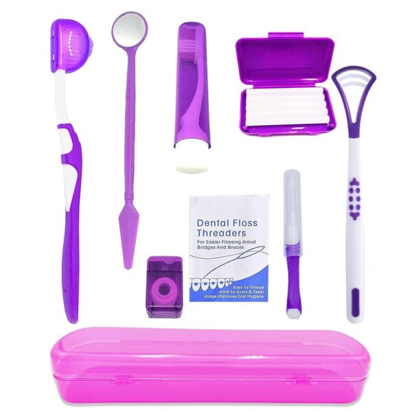 Portable Orthodontic Oral Care Kit for Braces - Interdental Brush Dental Wax Dental Floss Toothbrush Cleaning Kit(Purple) Portable Orthodontic Oral Care Kit for Braces - Interdental Brush Dental Wax Dental Floss Toothbrush Cleaning Kit(Purple)