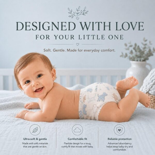 Little Me Baby Diapers | Vintage Rose, Puppy & Safari Prints | Sizes 1–4 | Soft, Absorbent & Gentle on Skin | 20–25 Count (Puppy, Size 4, 20, Count)
