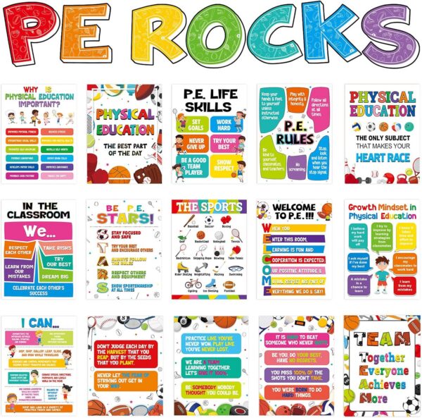 Funrous Physical Education Posters PE Classroom Decoration P.E. Bulletin Board PE Rocks Behavior Gym Rules Posters for Back to School P.E. Teacher Must Funrous Physical Education Posters PE Classroom Decoration P.E. Bulletin Board PE Rocks Behavior Gym Rules Posters for Back to School P.E. Teacher Must