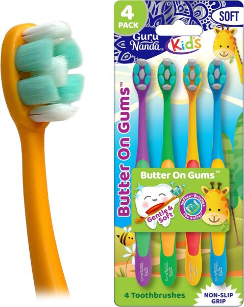 GuruNanda Butter On Gums Kids Toothbrush - 4 Pack Extra Soft Bristles Toothbrush for Kids GuruNanda Butter On Gums Kids Toothbrush - 4 Pack Extra Soft Bristles Toothbrush for Kids