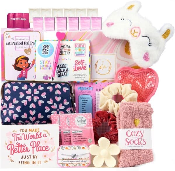 Mark and Lola’s First Period Pal Pack Gift Box First Period Kit for Tweens & Teens